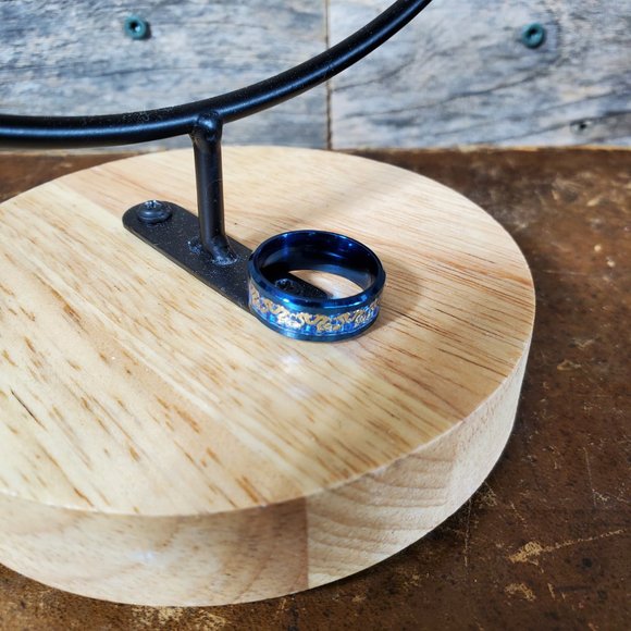 Ronan Men's Ring - Blue Titanium Steel with Gold Dragon Inlay  - NEW SIZES - Picture 4 of 7